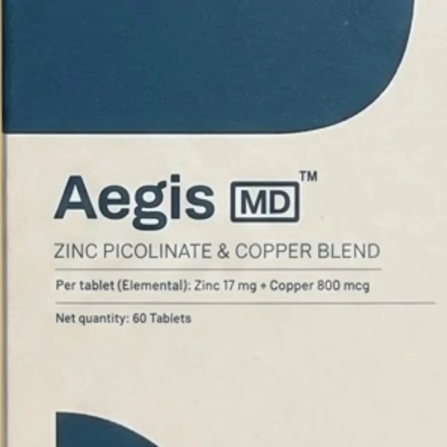 AegisMD label: Zinc 17 mg elemental, Copper 800 mcg elemental