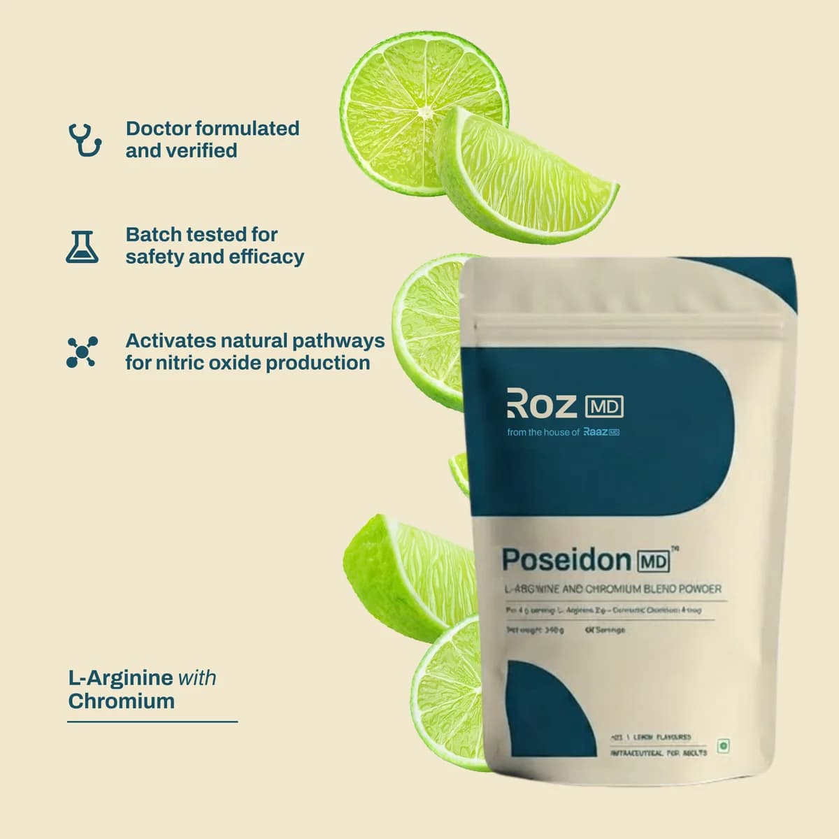 PoseidonMD: Activates natural pathways for nitric oxide production, Doctor formulated and verified, Batch tested for safety and efficacy