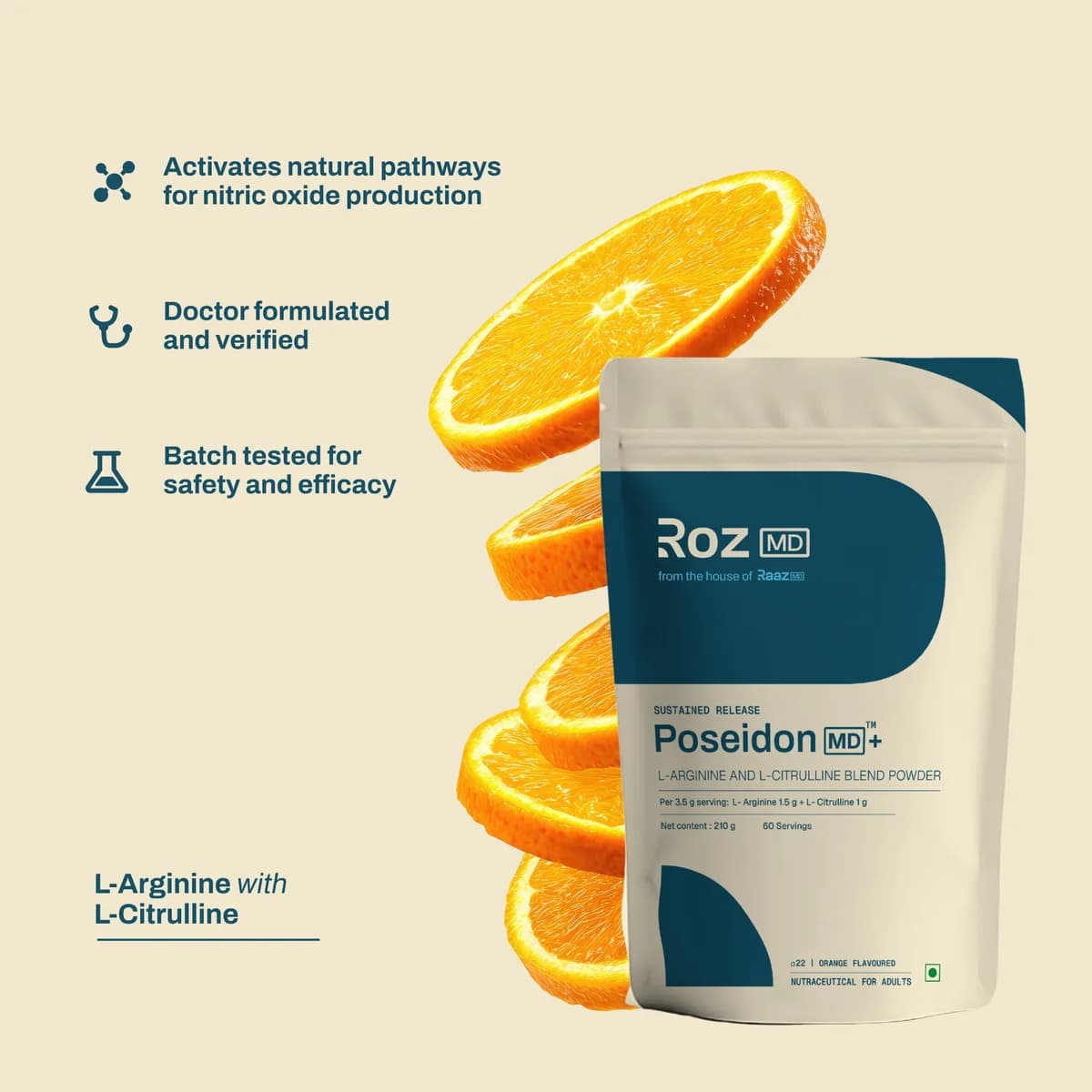 PoseidonMD+: Activates natural pathways for nitric oxide production, Doctor formulated and verified, Batch tested for safety and efficacy